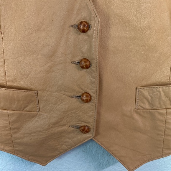 Vintage Children’s Tan leather vest size 10/12 - Picture 3 of 7